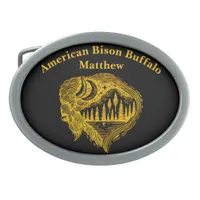 Buffalo Silhouette With Mountains Design Belt Buckle