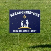 18" x 24" Bold Blue Merry Christmas Yard Sign