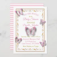 Personalized Baby Girl  Butterfly Baby Shower Invitation