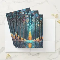 Iridescent Holiday Dream 🎄 Glowing Christmas Tree Pocket Folder