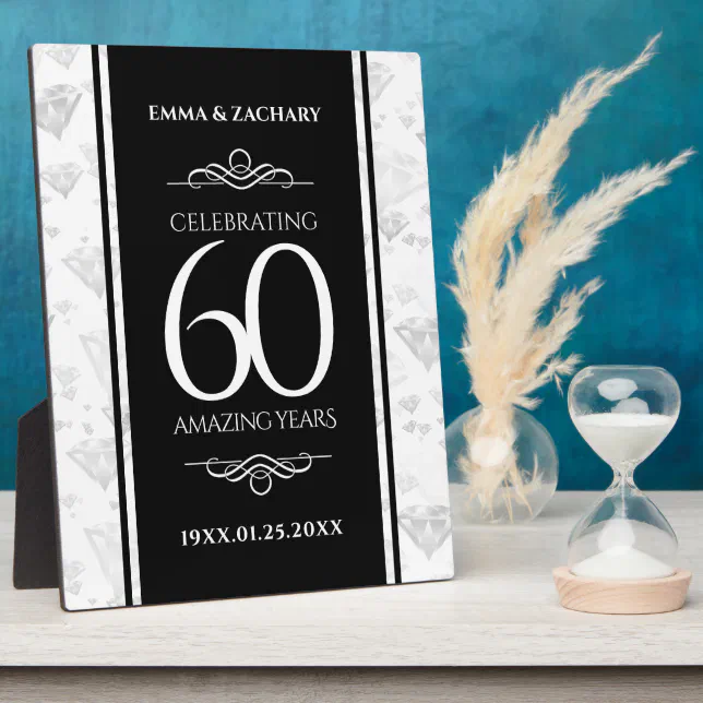 Elegant 60th Diamond Wedding Anniversary Plaque