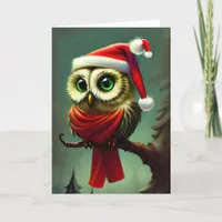 Vintage Cute Santa Owl Christmas