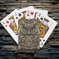 Steampunk Metal Gears and Owl  Poker Cards