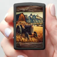 Rustic Tractor In The Mountains Zippo Lighter