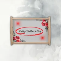 Floral Grey & Red Happy Mother's Day | Serving Tray