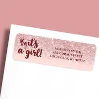 Rose Gold Glitter Blush Pink Ombre Its A Girl Baby Label