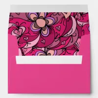 Cute pink hearts and flowers pattern envelope