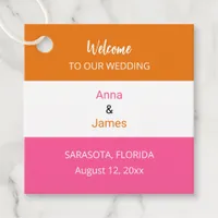 Colorful Orange Hot Pink Wedding Favor Tags