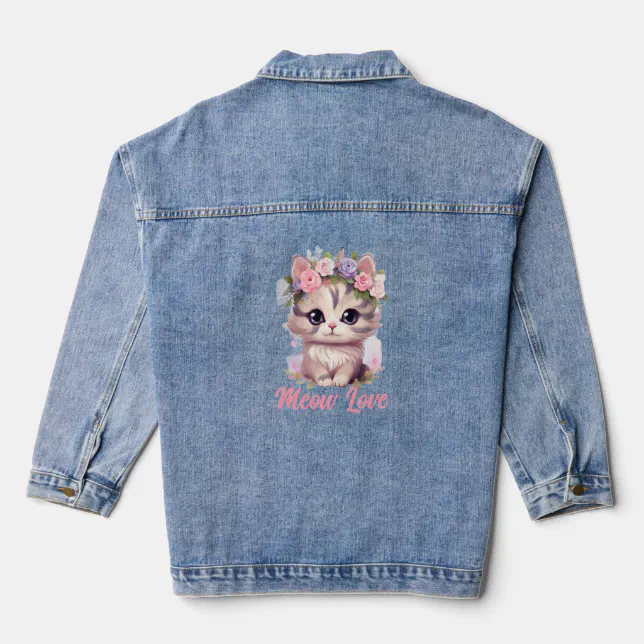 Floral Cat Denim Jacket