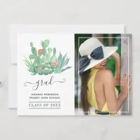 Watercolor Succulent Plants Graduation Photo Announcement