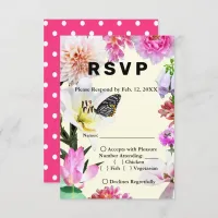 Flowers & Butterfly Watercolor Wedding RSVP & Menu