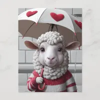 Cute Sheep With Sweater and Umbrella Postcard