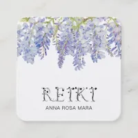 *~* Ivy Floral Wisteria Flower Watercolor  REIKI Square Business Card