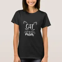 Cute Simple Cat Lover Mom Design Womens Black  T-Shirt