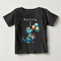 First Birthday Boy Dinosaur Name and Age Baby T-Shirt