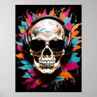 Cute funny musical skull  poster