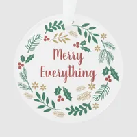 Holly Berry Pine Wreath Merry Everything Photo  Ornament