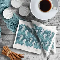 Coastal Christmas Seahorse & Snowflakes #13 ID1009 Paper Dinner Napkins