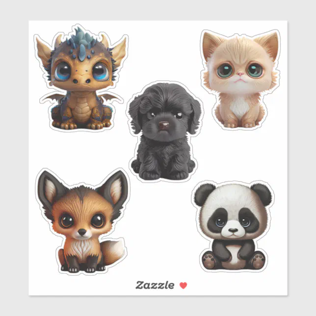 Cute Dragon Panda Cat Dog Fox Sticker