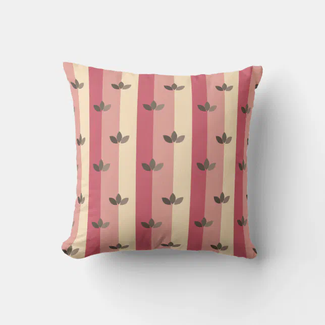 leaves pink and brown throw pillow