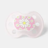 Pink and Yellow Daisy Themed Baby Girl Pacifier