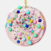 Pink Sugar Cookie Realistic Food Christmas Ceramic Ornament