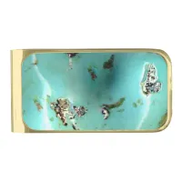 Turquoise Gemstone Image Gold Plated Money Clip