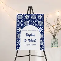 Mexican Talavera Tiles Blue Wedding Welcome Sign