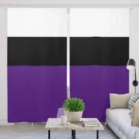 White Black and Royal Purple Color Block Blackout Curtains