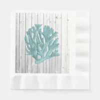 Beach Wood Teal Coral Paper Napkins