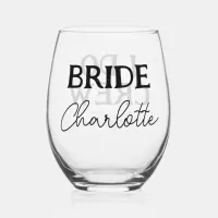 Bachelorette Party Bride To Be Name Stemless Wine Glass