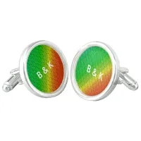 Floral Pattern Rainbow Autumn Wedding Cufflinks