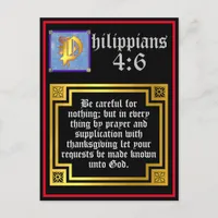 Philippians 4:6 Illuminated Letter Bible Verse Holiday Postcard