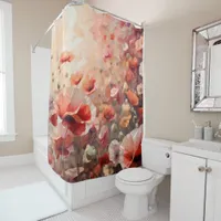 Elegant Poppy Blossom Shower Curtain