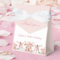 Fairy Girls Mushroom House Ribbon Twins Birthday Favor Boxes