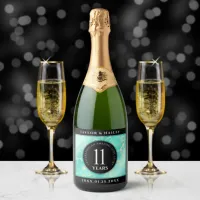 Elegant 11th Turquoise Wedding Anniversary Sparkling Wine Label