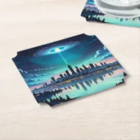 Out of this World - Magical Nighttime Skyline Paper Coaster