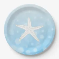 Blue Beach Themed Starfish Paper Plates