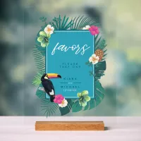 Watercolor Tropical w/Toucan Favors Teal ID577 Acrylic Sign