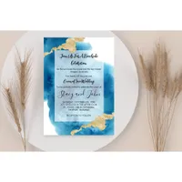 Watercolor Ocean Beach Tropical Island Wedding Invitation