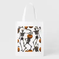 Halloween dancing skeletons grocery bag