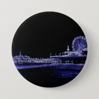 Santa Monica Pier Blue Neon Night Photo Edit Button