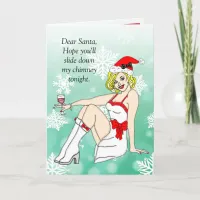 Dear Santa, Flirty Christmas Retro Pinup Girl   Card