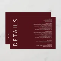 Rustic Warm Burgundy Modern Minimalist Wedding Enclosure Card