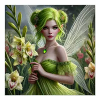 Beautiful August Fairy in Gladioli Poster