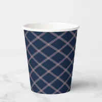 Navy Blue and Blush Pink Art Deco Elegance Paper Cups