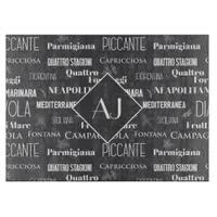 Italian Pizza Names Grey Monogrammed Cutting Board