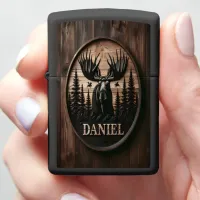 Custom Carved Moose Sign Zippo Lighter