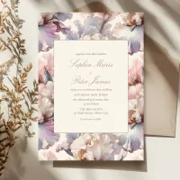 Elegant and Modern Blush and Mauve Flower Wedding  Invitation