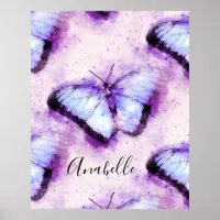 Ethereal Marvelous Morpho Blue Lilac Butterflies  Poster